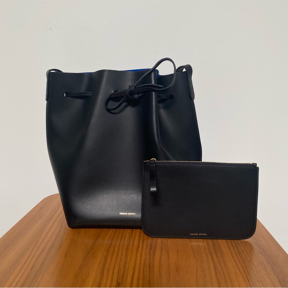 Mansur Gavriel Black Bucket Bag with Pouch